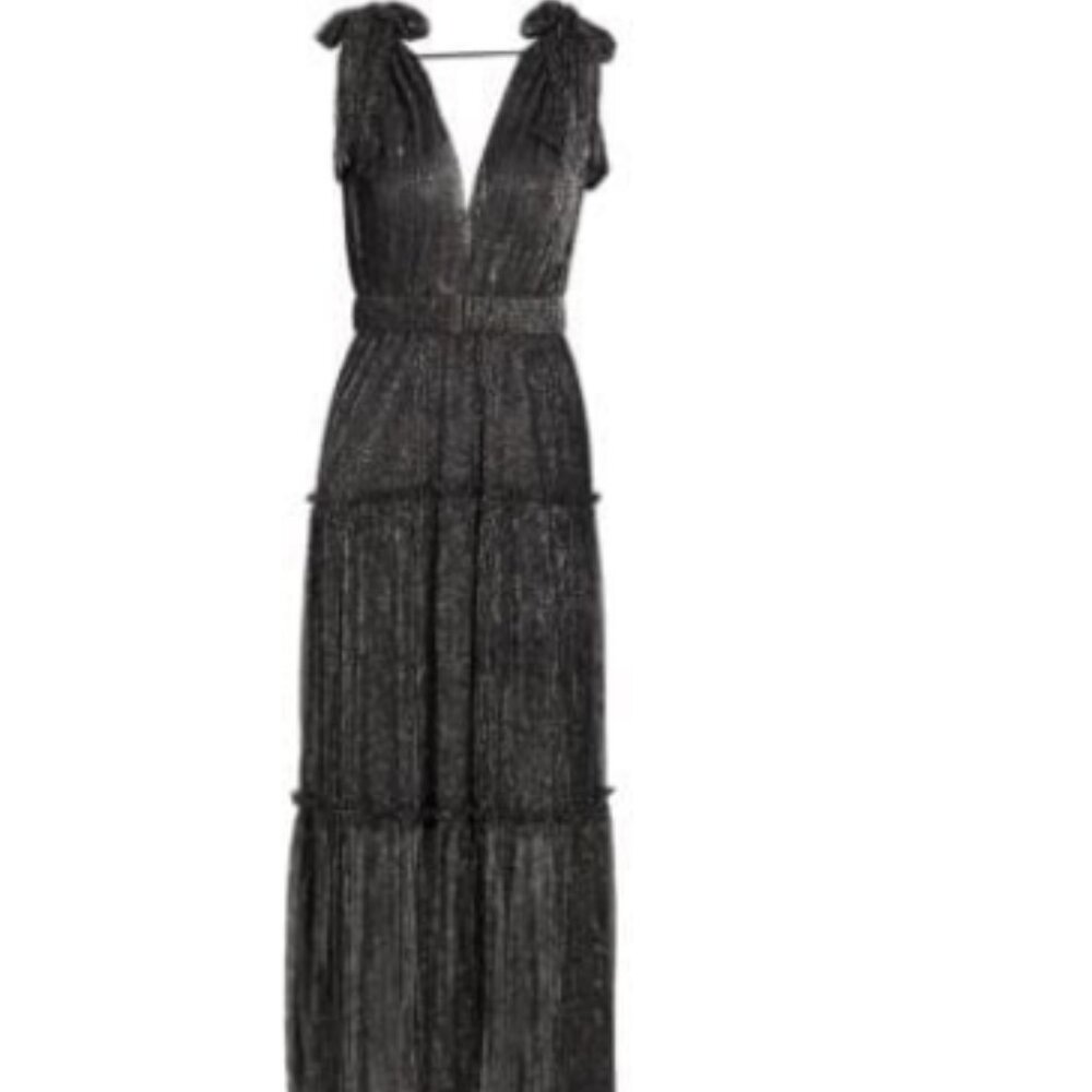 Sabina Musáyev Helena Metallic Tiered Maxi Dress